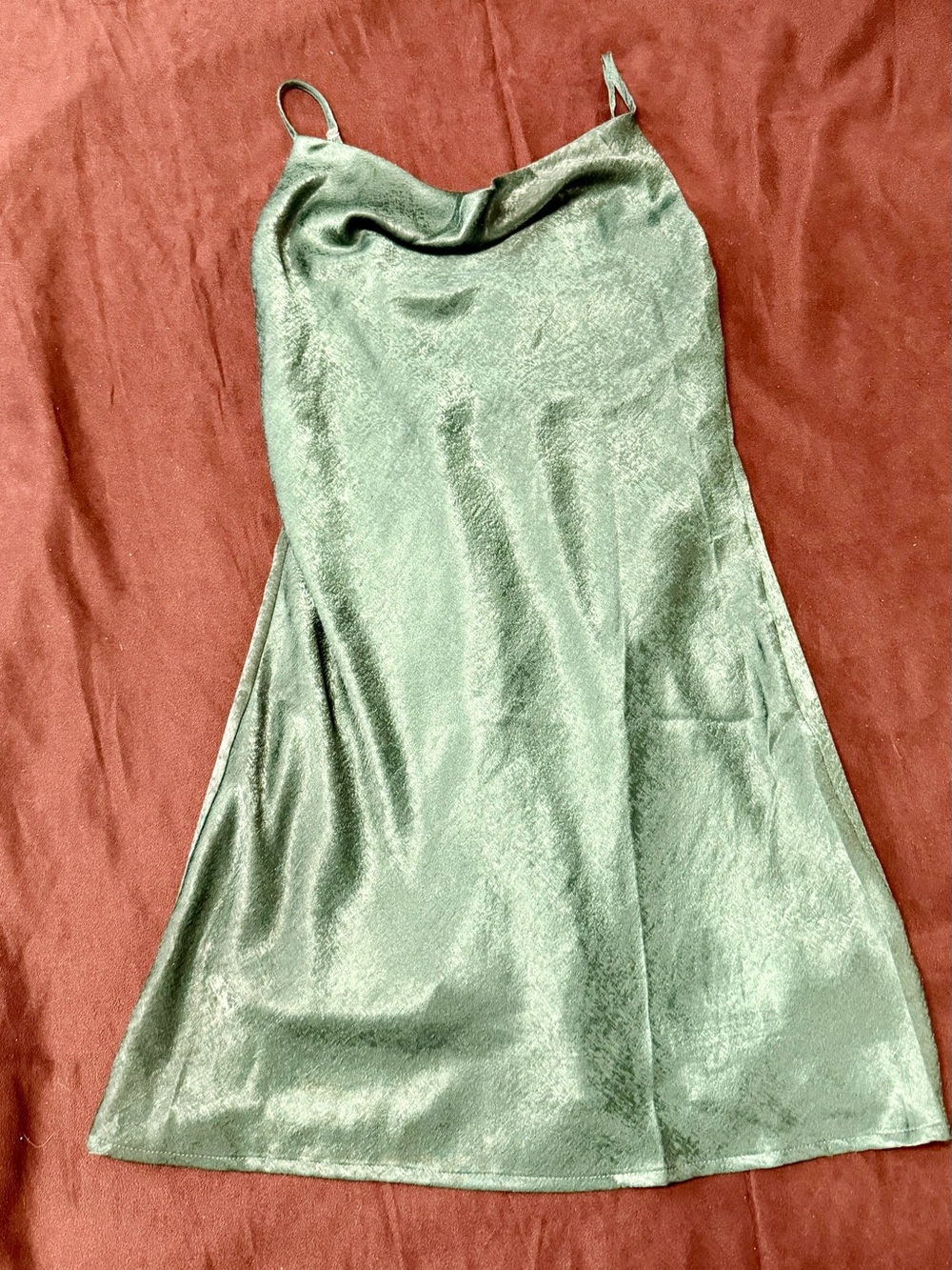Altar'd State Satin Slip Dress in Sage Green